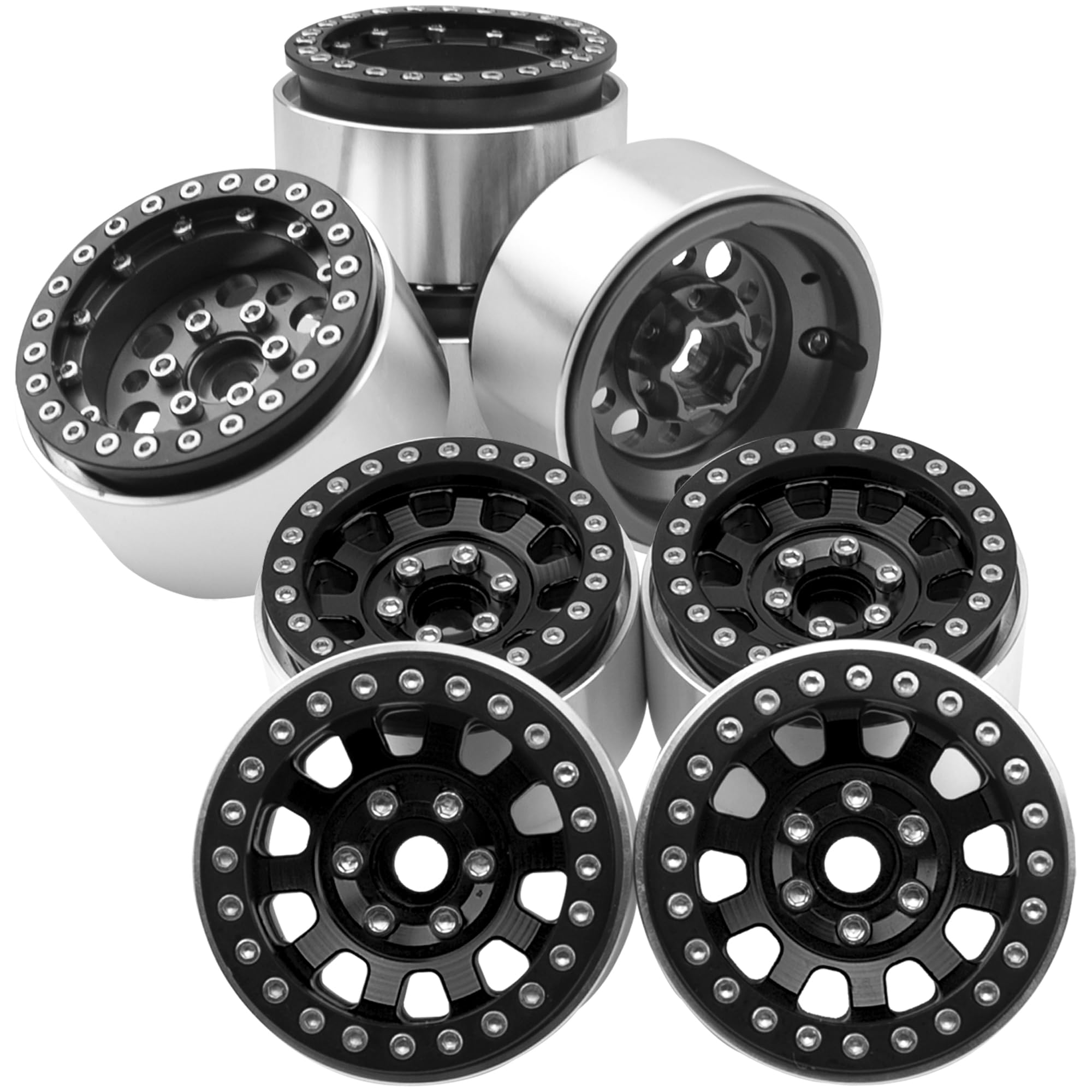 Aluminum Alloy 1.9" Beadlock Wheel Rims Hubs & Metal 1.9inch Beadlock Wheel Rims Hubs 10-Spoke