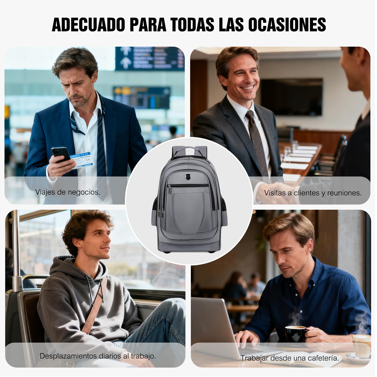 FANDARE 35L Trolleys para 15.6 Pulgadas portátiles 2 en 1 Bolsa con Ruedas Hombre Maletines Bolso para Maestra Mochila Profesor con Ruedas Mochilas de trabajo Bolsa Roller para Viajes Negocios