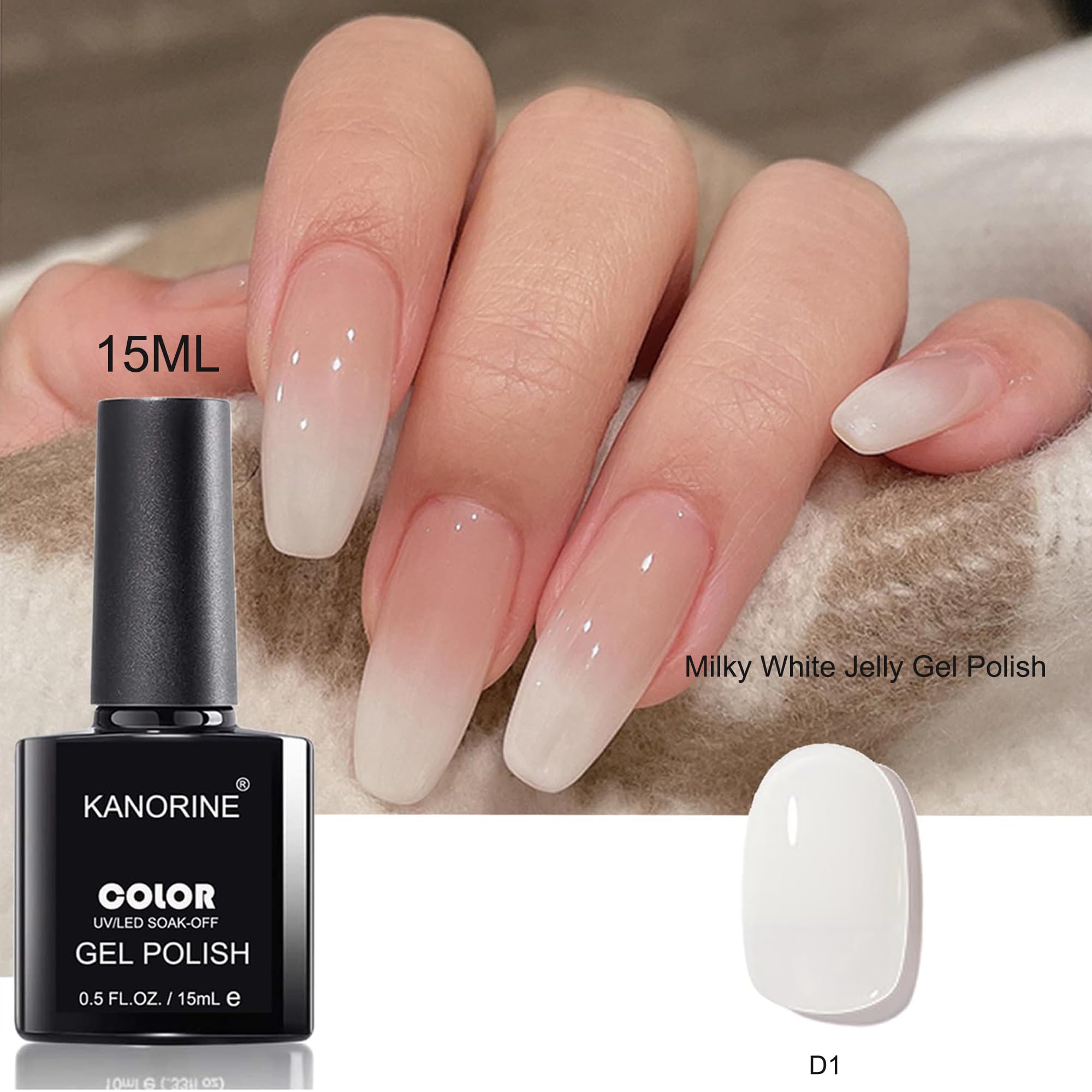 Esmalte de uñas de gel neutro, 15 ml, color nude, translúcido, lámpara UV LED, gel de uñas transparente, 0.5 onzas