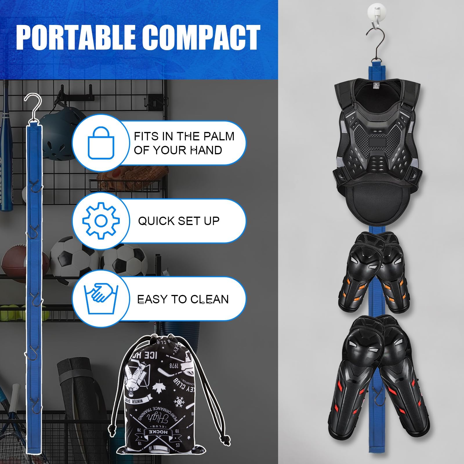 3 PACK Hockey Drying Rack With Storage Bag,Hockey Equipment Gear Drying Rack, Sports Gear Organizer Hanging Straps,Ice Goalie Hockey Gifts For Boys Football Baseball Catcher.Outdoor Camping Must Haves - Image 3