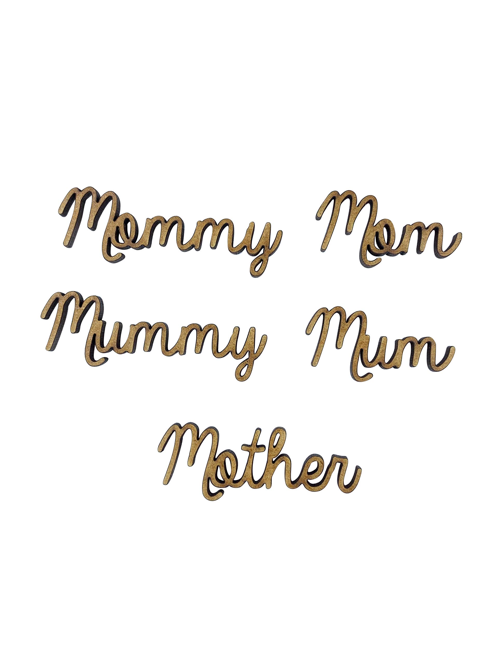 The Crafty Cow 10x Mom Mum Mother Words 5cm Wood Craft Embelishments Laser Cut Shape MDF