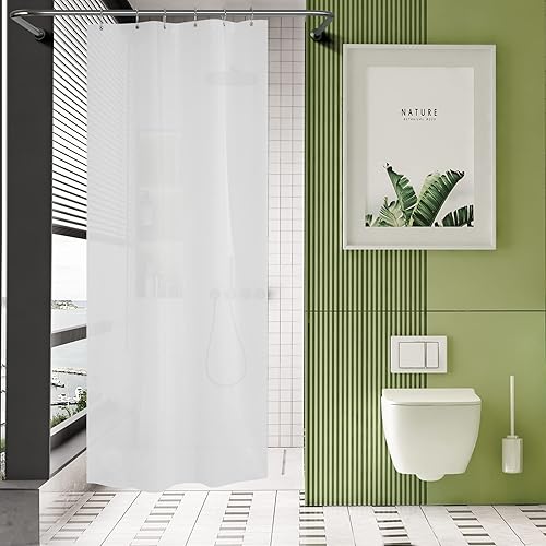 Vista 64 de AmazerBath - Cortina pequeña de plástico transparente para ducha, 36 x 72 pulgadas, de alta resistencia, gruesa, de acetato de vinilo polietileno