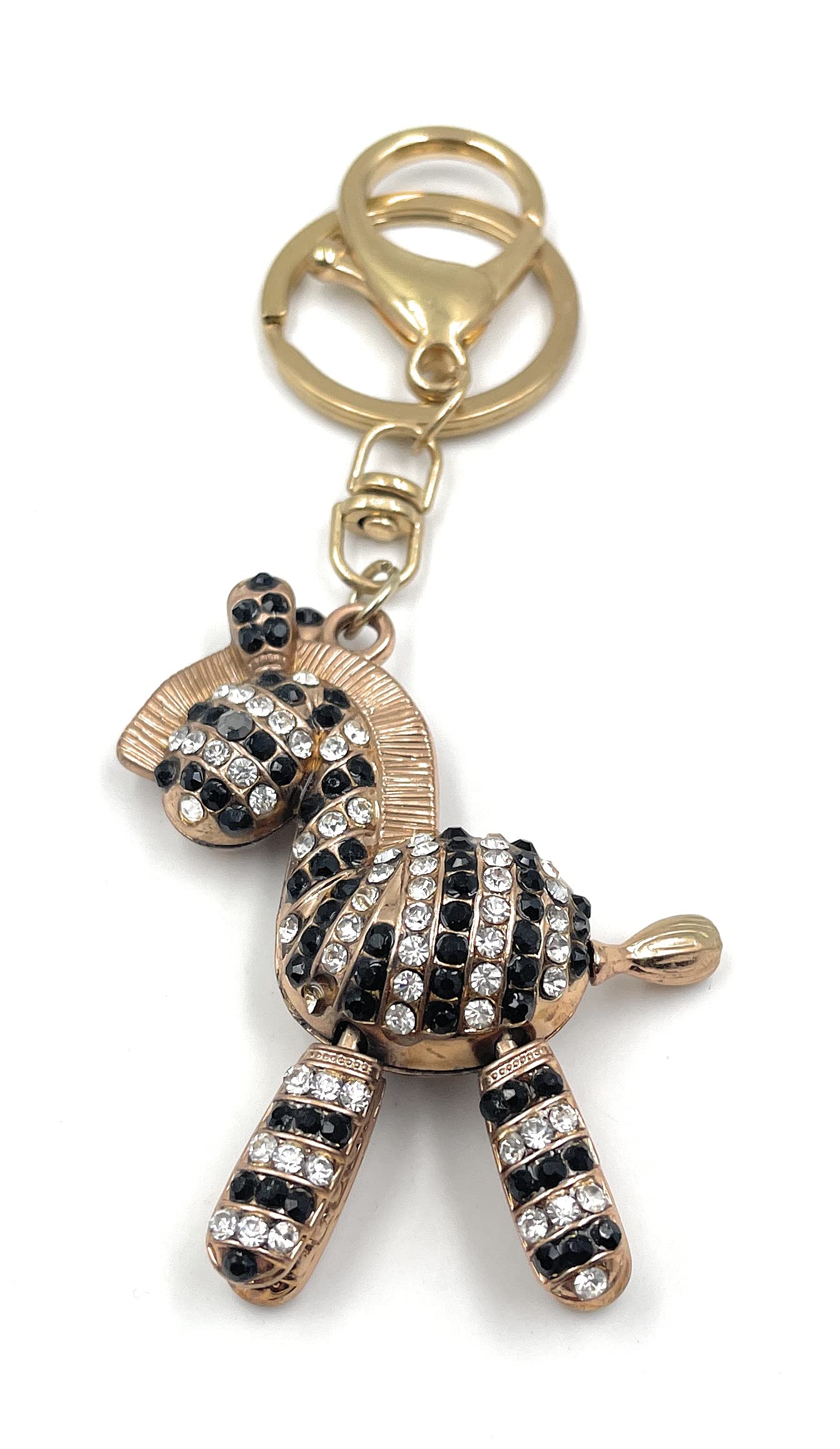 H-Customs Zebra Rhinestone Horse Black Keyring Pendant