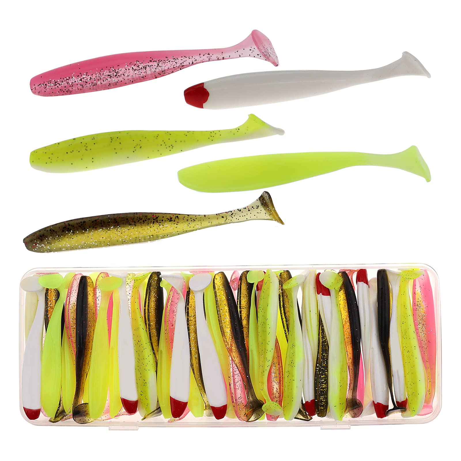 50 Pcs Soft Fishing Lures - Paddle Tail Swimbaits For Bass Trout Saltwater