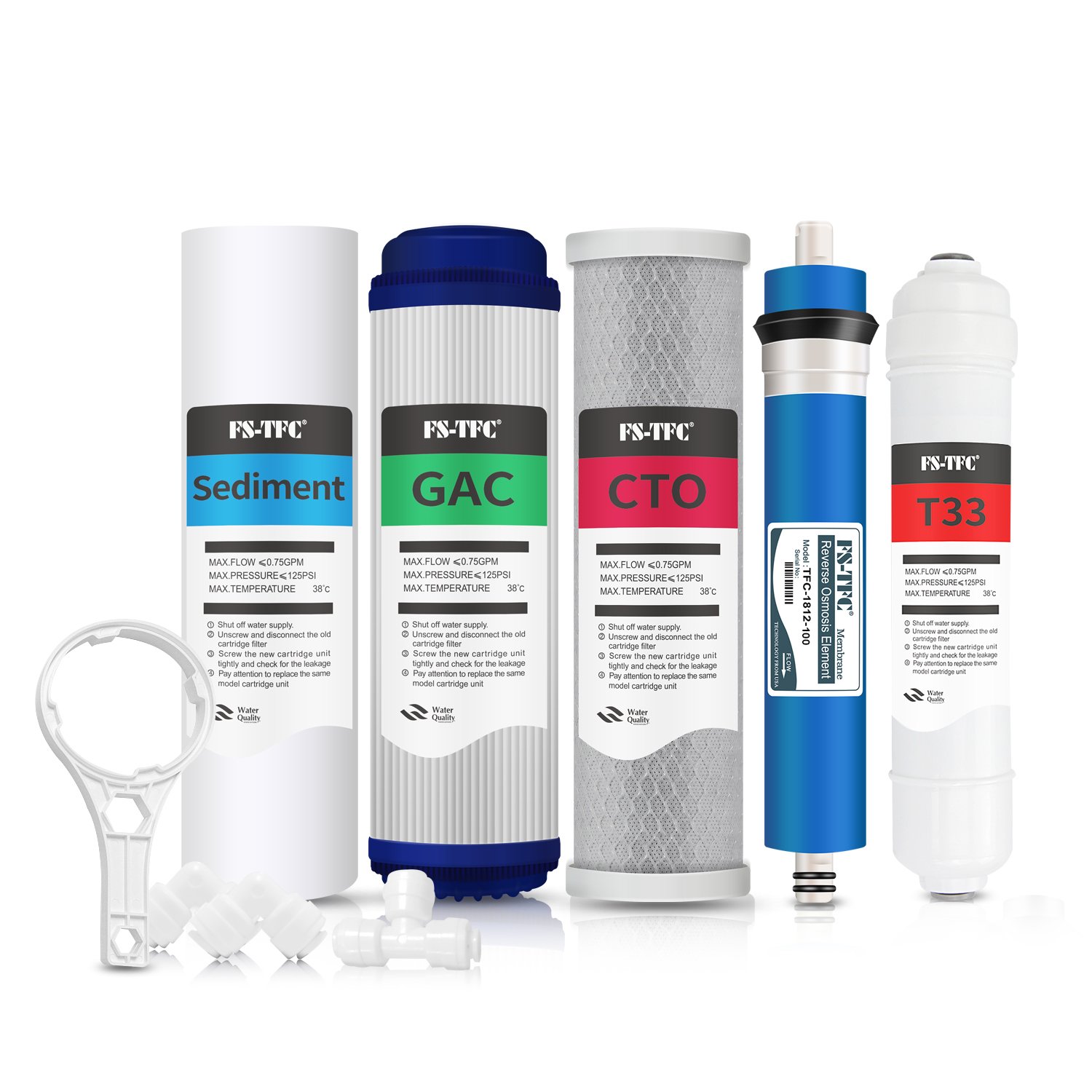 FS-TFC Umkehrosmose Wasserfilter 5-stufig 100 GPD – Untertisch-System Mit 4 Filtern