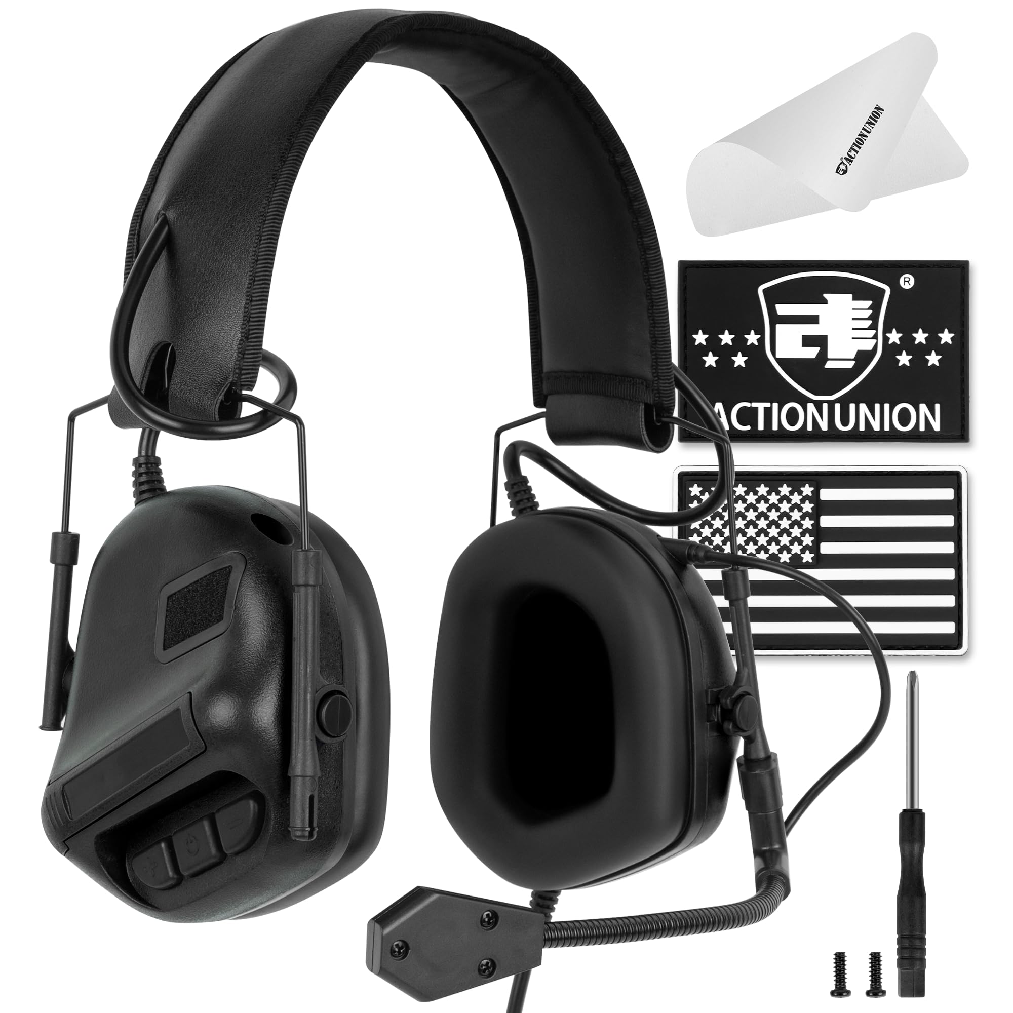 ACTIONUNION Tactical Headwear Headset No Noise Reduction (Black)