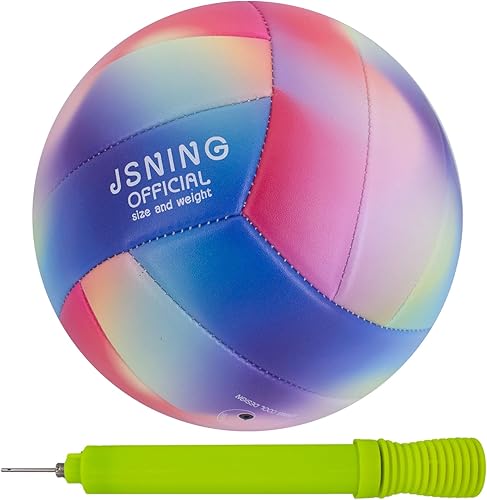 JSNING Colorido voleibol acuarela y color degradado cromático suave al tacto tamaño oficial 5 voleibol para playa, interior y exterior y juego