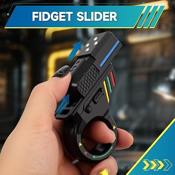 Fidget Gun, Fidget Slider, Fidget Cliker Spinne 4 in 1 Focus Stress Relief Desk Toy for Men Adults, Plasitc Finger Ring Hand Roller Toy for Autism Anti Anxiety ADHD