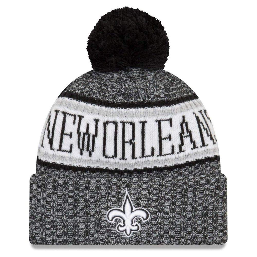 New Era New Orleans Saints Knit Beanie Nfl 2018 Sideline Black White - One-Size