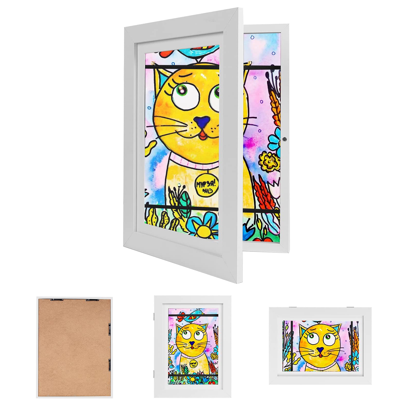 CysincosKids Art Frames，Kids Artwork Display Frame Front Opening A4 Children Artwork Display Picture Frame Picture Storage Frames Drawing Crafting Artworks Art Projects Home Office(White，1 Pack)