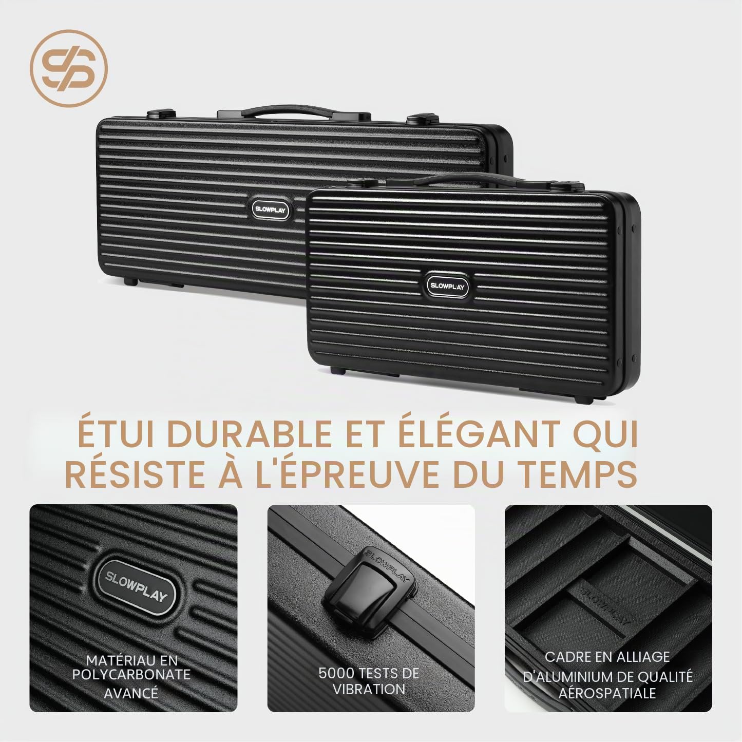 SLOWPLAY Set de jetons de Poker en Argile Nash 14 g, édition Black Gold - Full Set de 500 pièces | Jetons numérotés : 1,5,25,100,500,1000 | Mallette Haut de Gamme avec Coque en Polycarbonate Durable