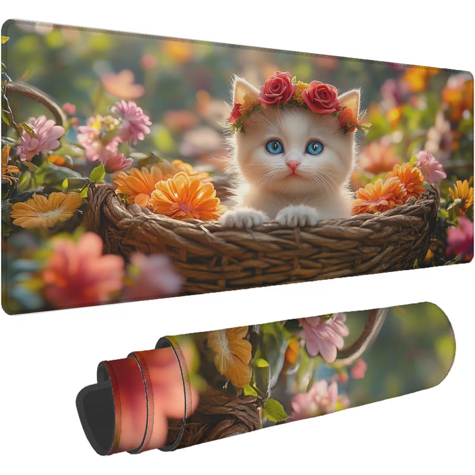 Podkładka pod mysz XXL 1400 x 700 mm pomarańczowa kolorowa podkładka pod mysz zwierzę biurko podkładka pod mysz podkładka do gier antypoślizgowa gumowa podstawa zszyte krawędzie akcesoria biurowe