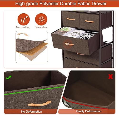 Miniatura 4 de SUN & SUMMER Cómoda con 8 cajones de almacenamiento con cajones de tela para dormitorio, entrada, pasillo, armario, organización de oficina (azul