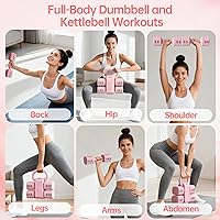 Vista 6 de Juego de pesas rusas ajustables, juegos de pesas rusas 4 en 1 (5.5 libras, 7.7 libras, 9.9 libras, 12.1 libras) para mujeres, juego de 2 mancuernas