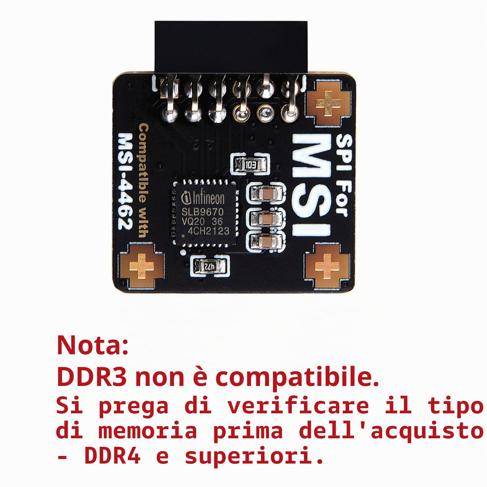 Modulo TPM2.0 TPM SPI 12 pin modulo con infineon SLB 9670 per scheda madre MSI compatibile con TPM2.0 (MS-4462)
