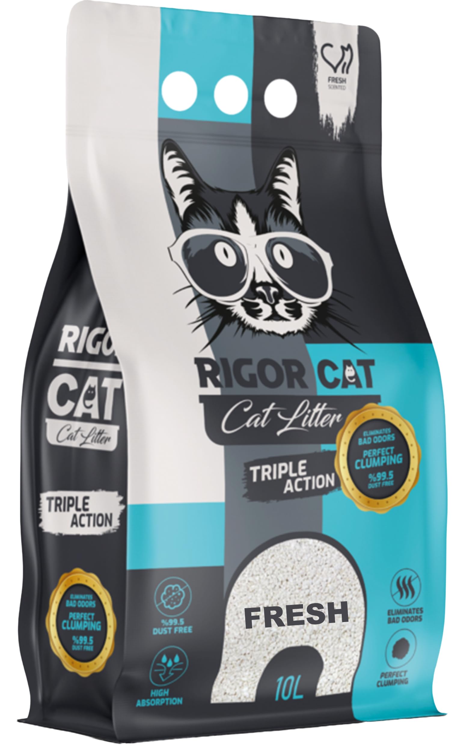 Ultra Clumping Cat Litter - Fast Absorbing, Low Dust, Fresh scent, 10L, Super clumping, Soft for Paws, Perfect Odour Control, Indoor Cat Litter