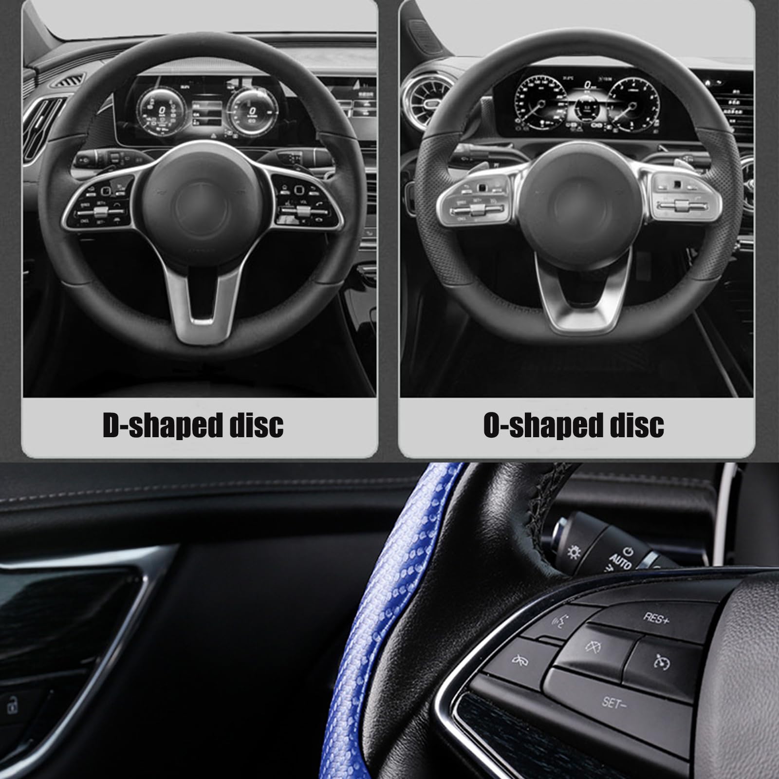 2-teilige Lenkradabdeckung Aus Kohlefaser-Optik - Anti-Rutsch & Stylisch (für 38cm Lenkräder)