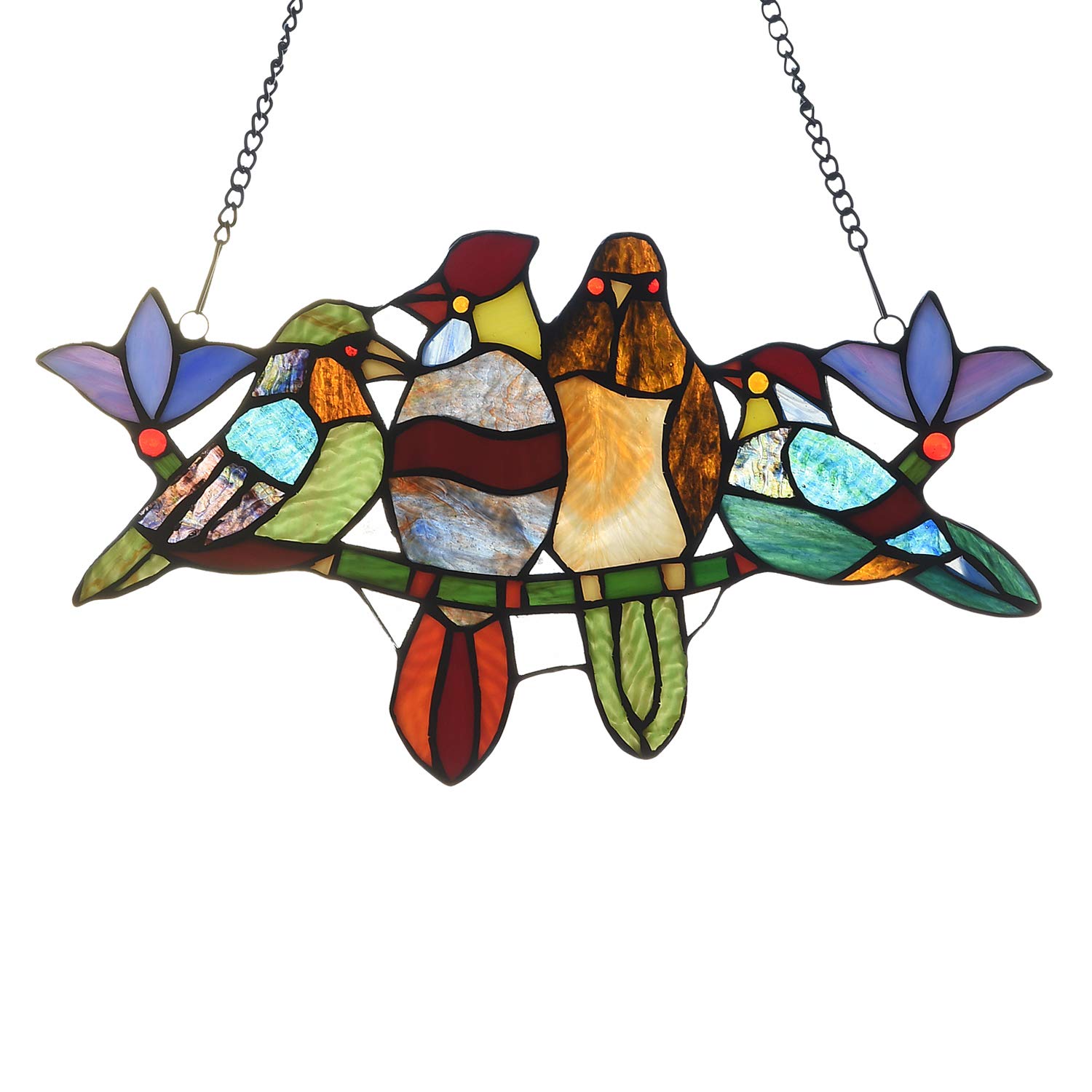 Capulina Buntglas-Vogel-Geschenke auf Ast, Fensterbehang, Tiffany-Stil, traditionelles Kunsthandwerk, Sonnenfänger für Oma, Mutter, Heimdekoration, Geschenke