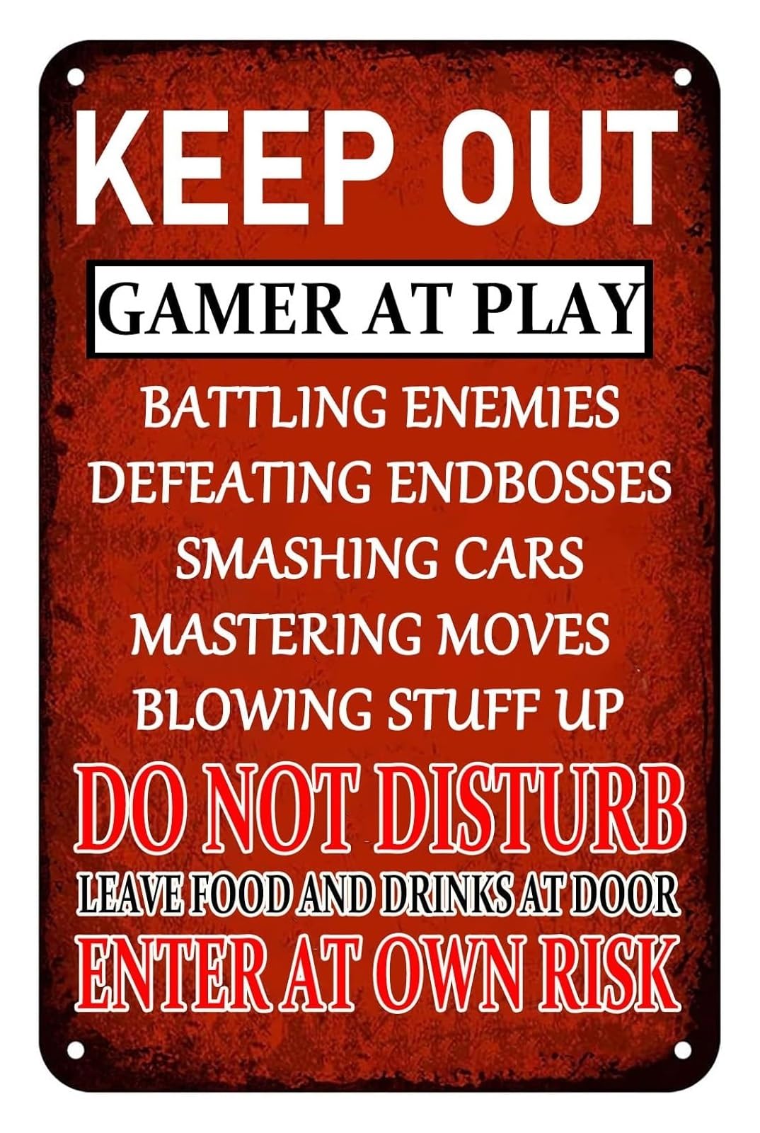 MQXFCZUX Retro Gamer Cave Metal Sign Vintage Tin Wall-Art with Humorous Warning for Man Cave Game Room Bedroom Wall 8 X 12 inch