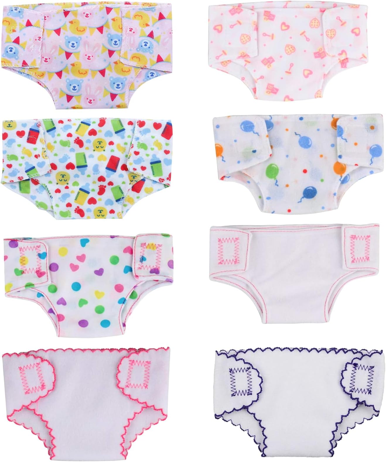 ONEST 8 Pieces Doll Diapers Doll Underwear for 14 to 17 Inch New Born Dolls and American 18 Inch Dolls Clothes and Accessories