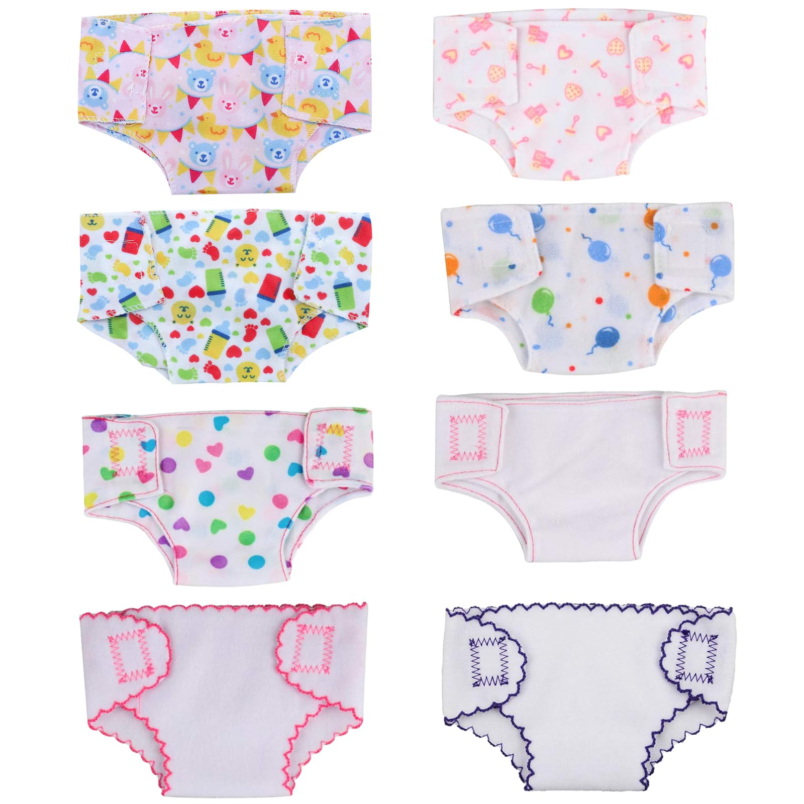 ONEST 8 Pieces Doll Diapers Doll Underwear for 14 to 17 Inch New Born Dolls and American 18 Inch Dolls Clothes and Accessories