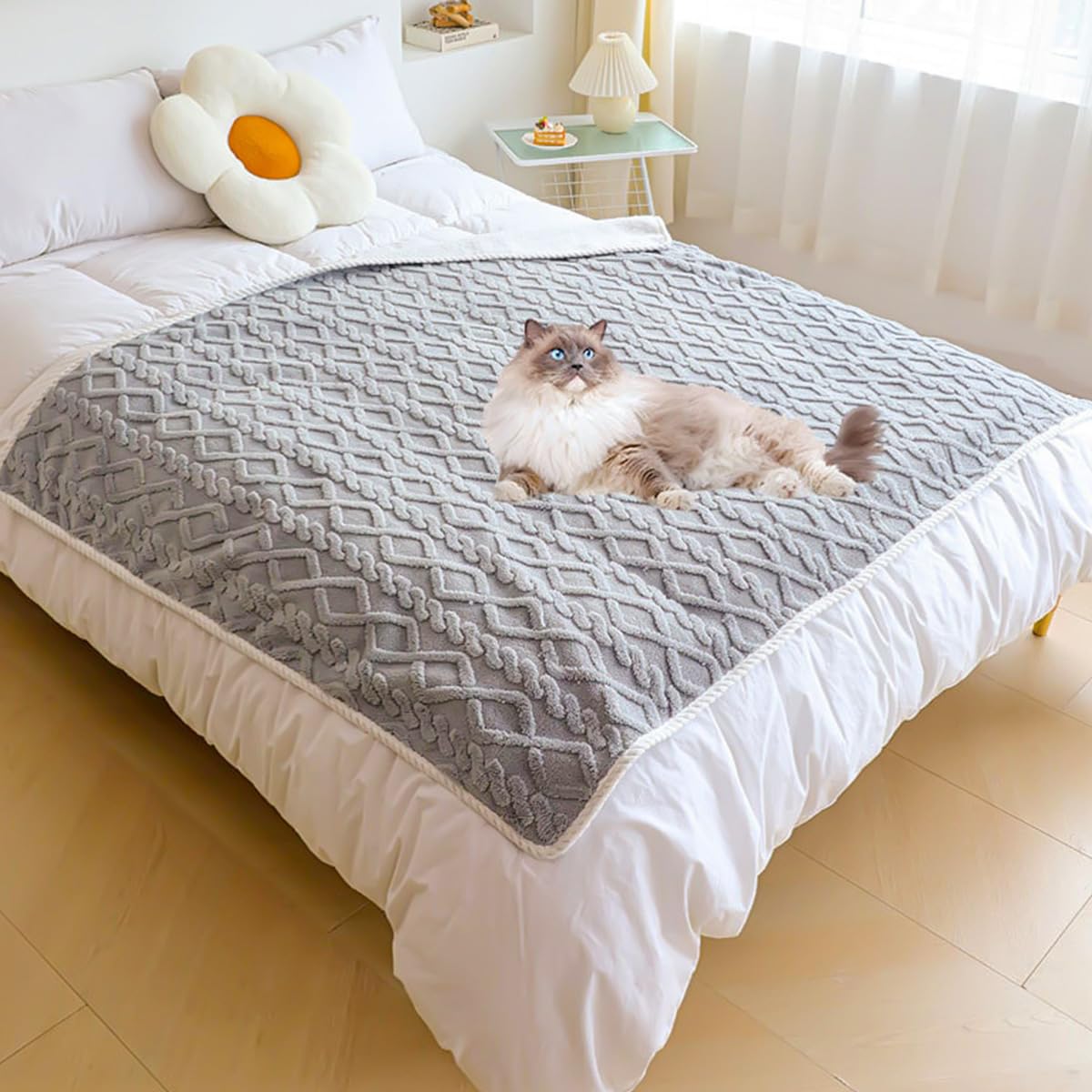Paquete de 3 mantas para perros pequeños y medianos, manta impermeable para mascotas, protector de muebles para sofá, cama y asiento de coche, tapete cálido para cachorros y gatitos (gris