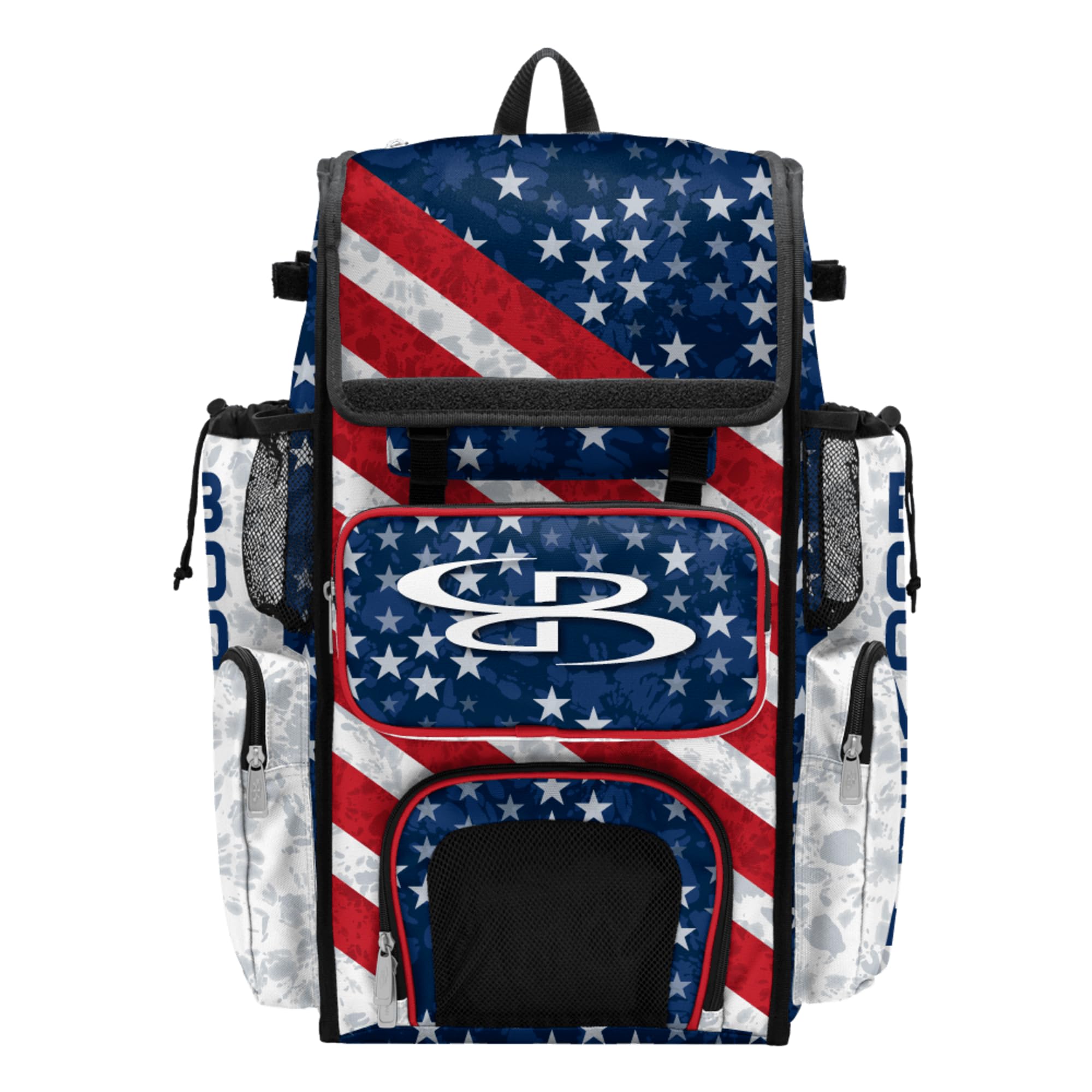 Boombah Superpack Bat Bag - Backpack Version (no wheels) - Holds 4 Bats - USA United Navy/Red/White