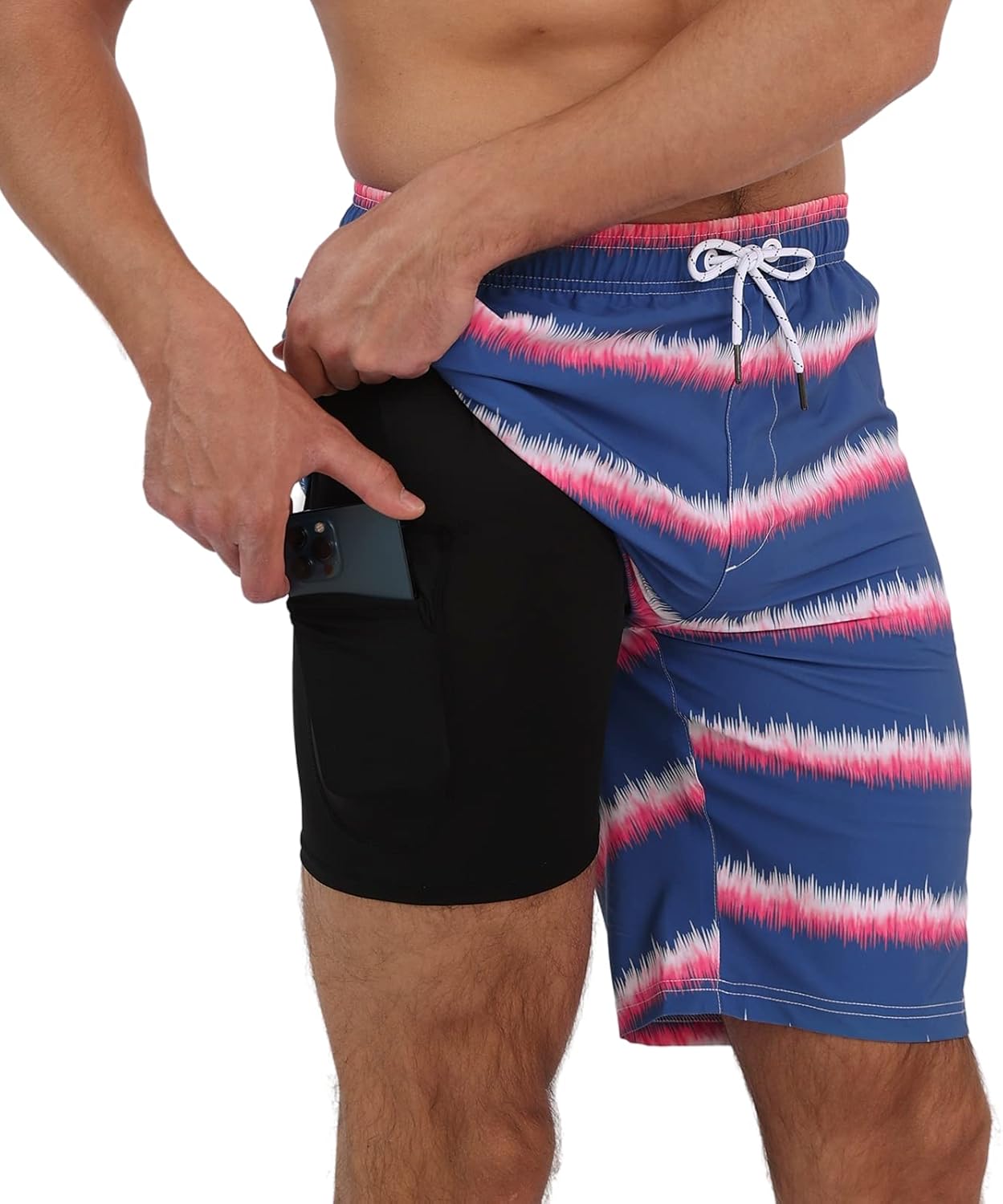 Arcweg Mens Swim Trunks with Compression Liner 2 in 1 9" Swimming Trunks Quick Dry Men's Swimwear for Surfing Summer Beach