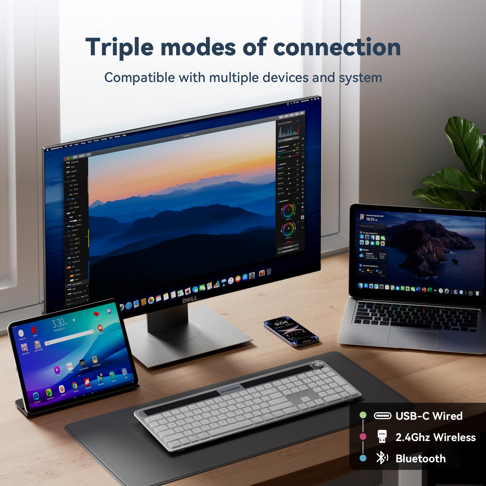Amazon | Dejeen ワイヤレスソーラー充電式キーボード フルサイズ