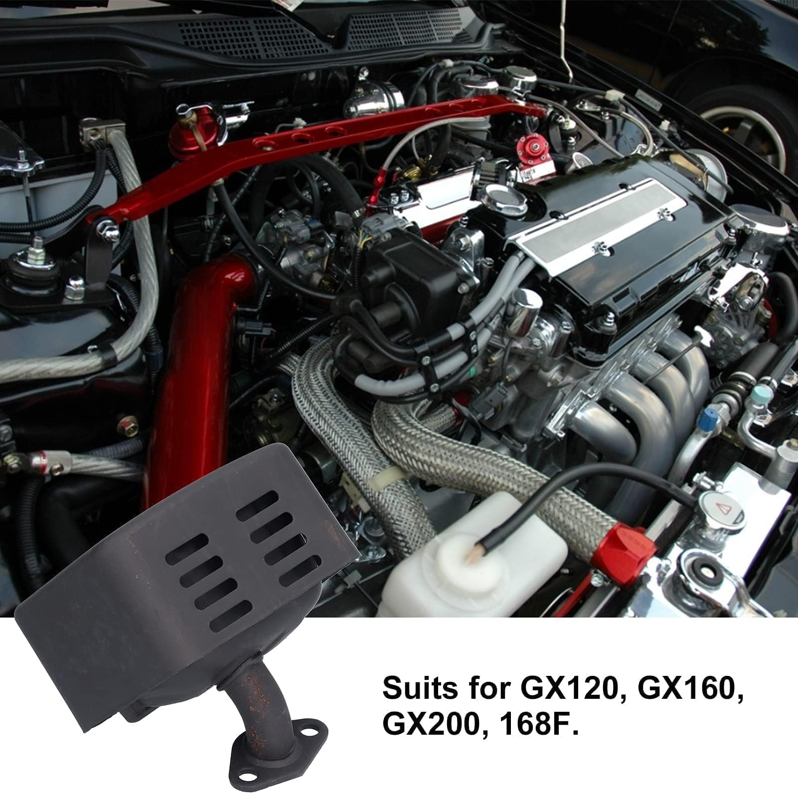 Agatige GX160 Kit de Silencieux Échappement, Le Noir Ensemble d'accessoires de Silencieux en métal pour Groupe électrogène de Pompe à Eau de générateur de Moteur à Essence avec rondelle