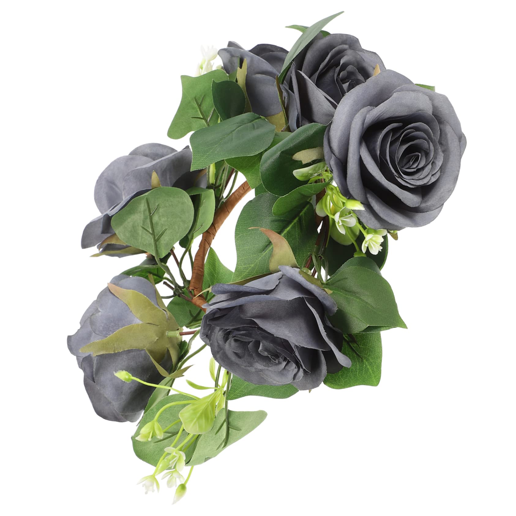 Ornament 3st Kerzengirlande Hochzeitslayout-Requisiten Kerzen Aus Künstlichen Blättern Mini-Blumenkranz Tischdekorationen Frühlingskerzenkranz Blumendekor Seidentuch Rosen Pflanze