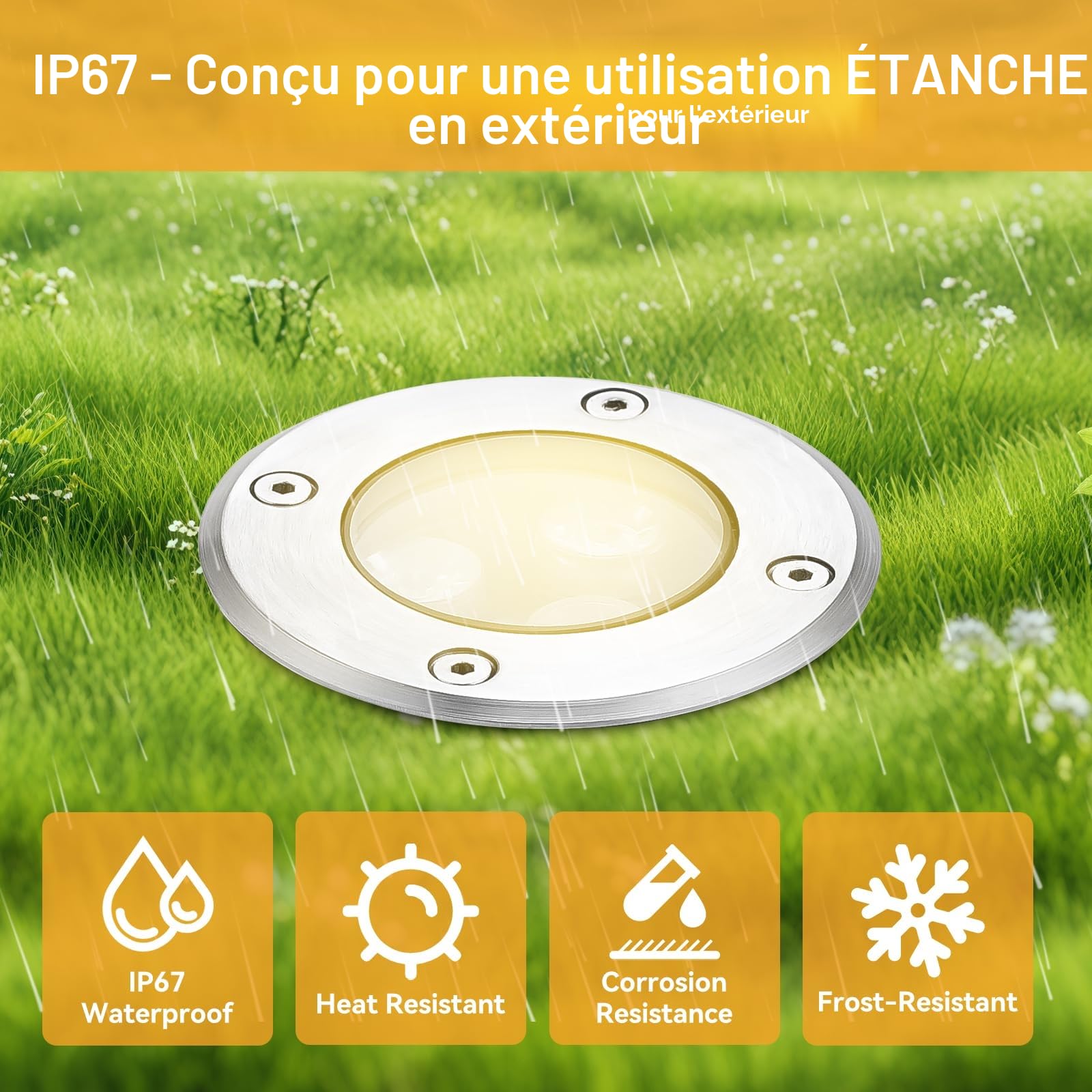 Dailyart Spot Encastrable Exterieur, 4 Pack Spot Led Encastrable Exterieur 3W IP67 Spot Terrasse Exterieur Encastrable 280 Lumen, Éclairage pour Chemins pour Allée de Balcon de Jardin, 3000k 230v