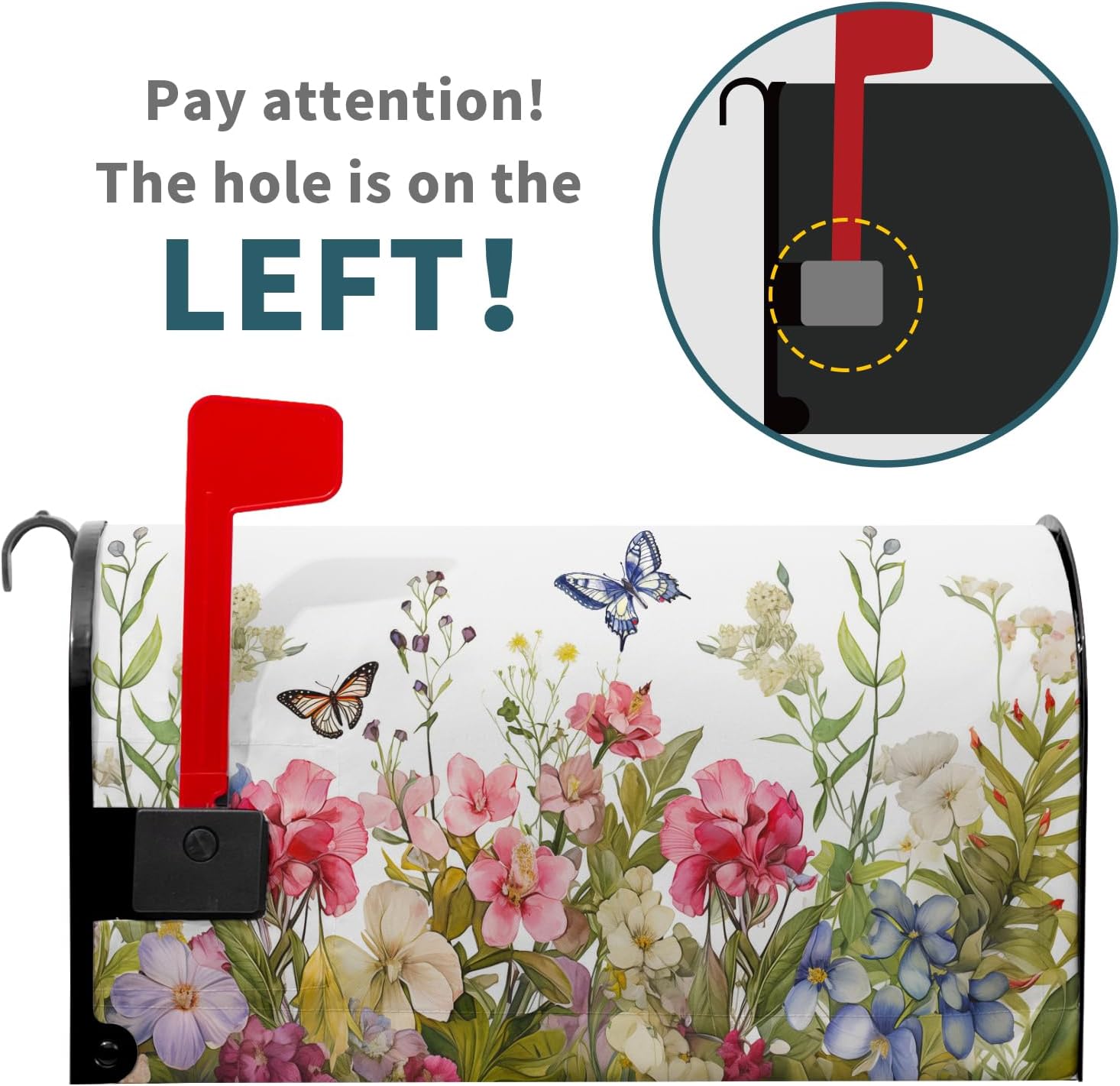 Spring Welcome Mailbox Cover Magnetic Colorful Flowers Butterfly Mailbox Cover Standard Size 25.5 x 21 Inch Summer Floral Holiday Mailbox Wrap Post Letter Box Cover Decorative for Home Outdoor Garden