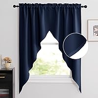 Vista 34 de NICETOWN Cortinas elegantes con caída de cascada para dormitorio, cortinas con jareta para barra estilo granja para sala de estar, cortinas rústicas