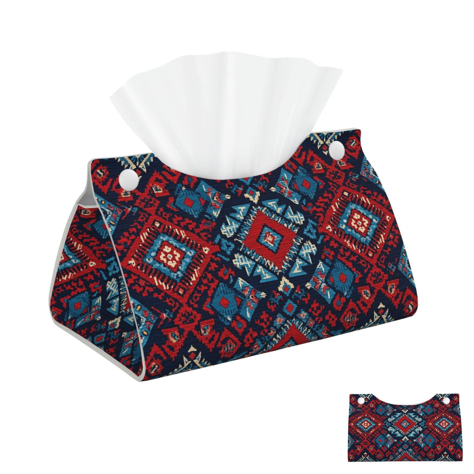 Red and Blue Tribal Pattern Tissue Box Cover Square Cube Boxes