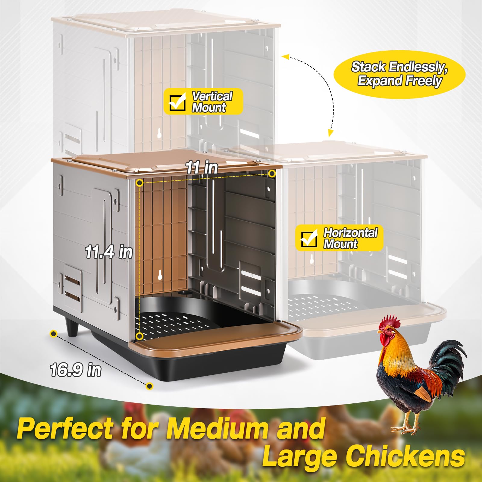 Chicken Nesting Box, 2 Compartment Nesting Boxes for Chickens, Chicken Laying Boxes - 4