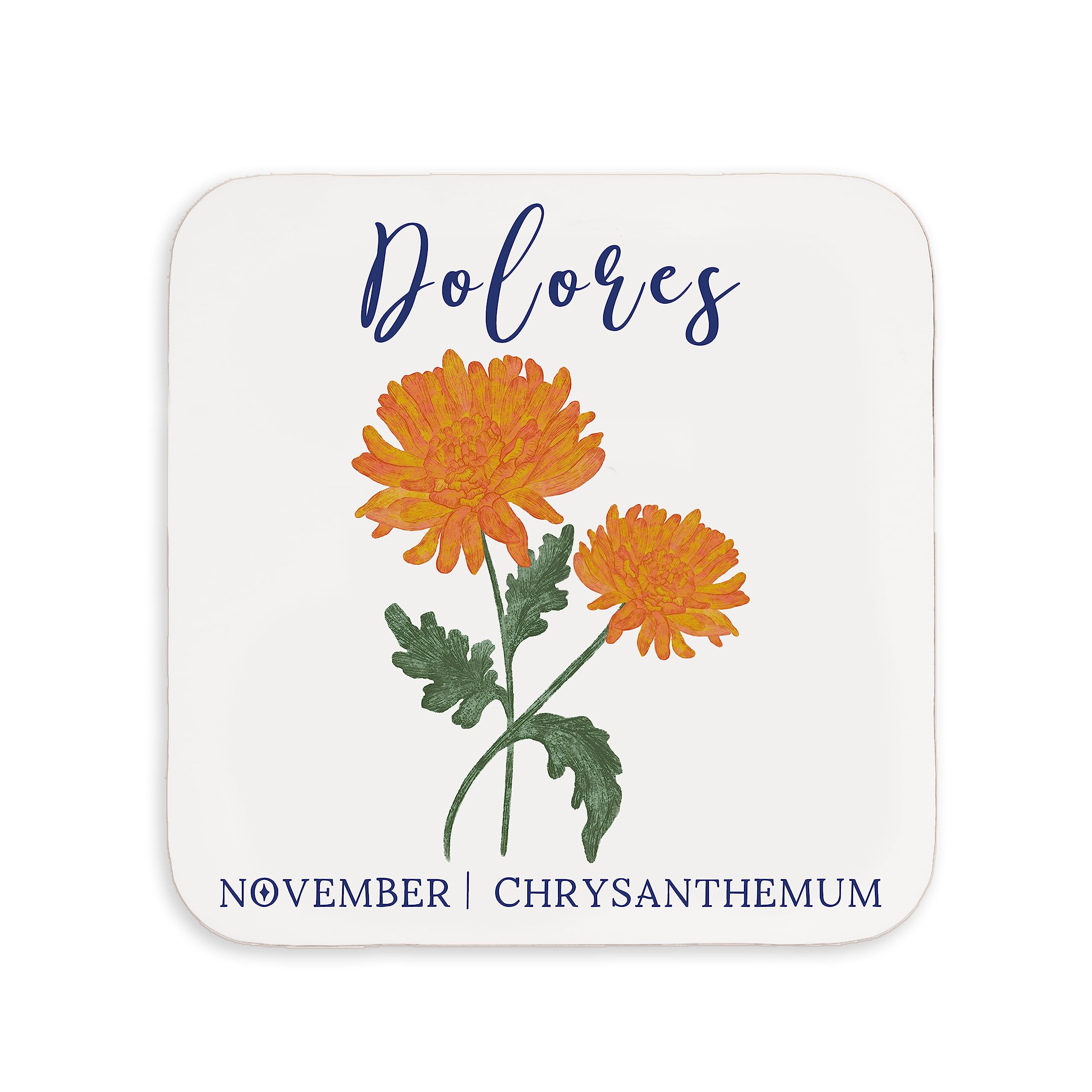 Manta Makes Birth flower personalised mug or coaster | personalized mug with birth month flower | birthday gift for her birth flower gift custom mug (Nov, Coaster)