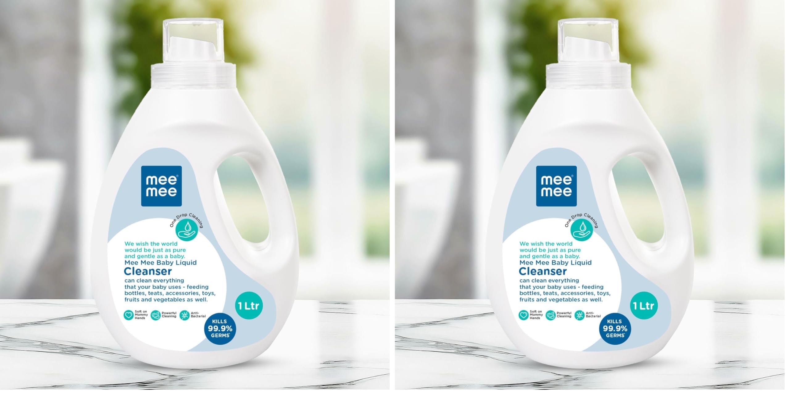 Mee Mee Liquid Cleanser 1000ML Anti-Bacterial Kills 99.9% Germs | Cleanser for Bottles, Nipples, Accessories, Toys, Fruits & Vegetables No Alcohol, One Drop Cleaning, Dermatologically Tested-image-47