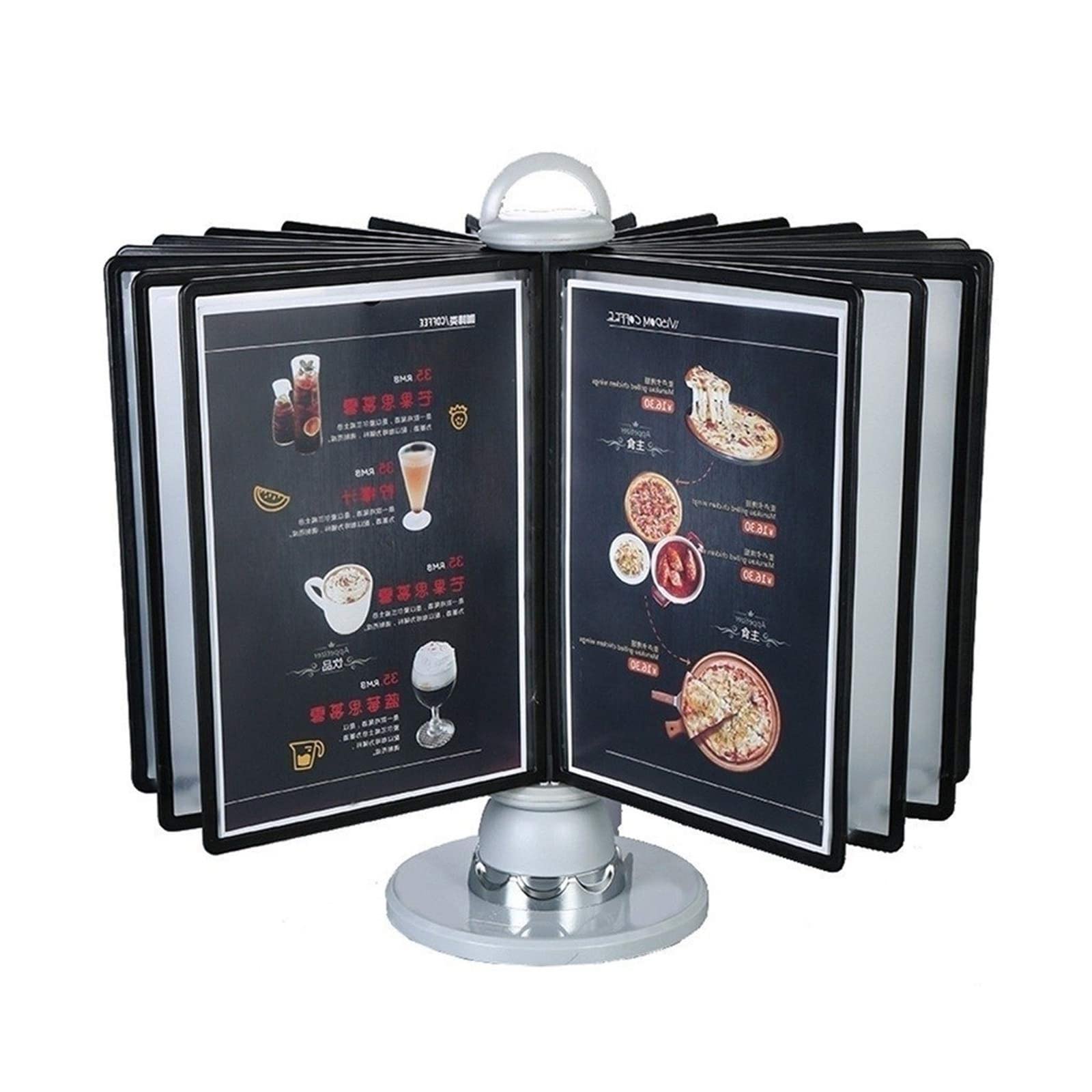 YNIYUJKL Desktop Reference Organizer - Catalog Display Rack, 10 And 20 Documents Desktop Reference System, Durable Desk Display Unit, Deluxe Catalog Display Racks, For Restaurant,Silver-10pages