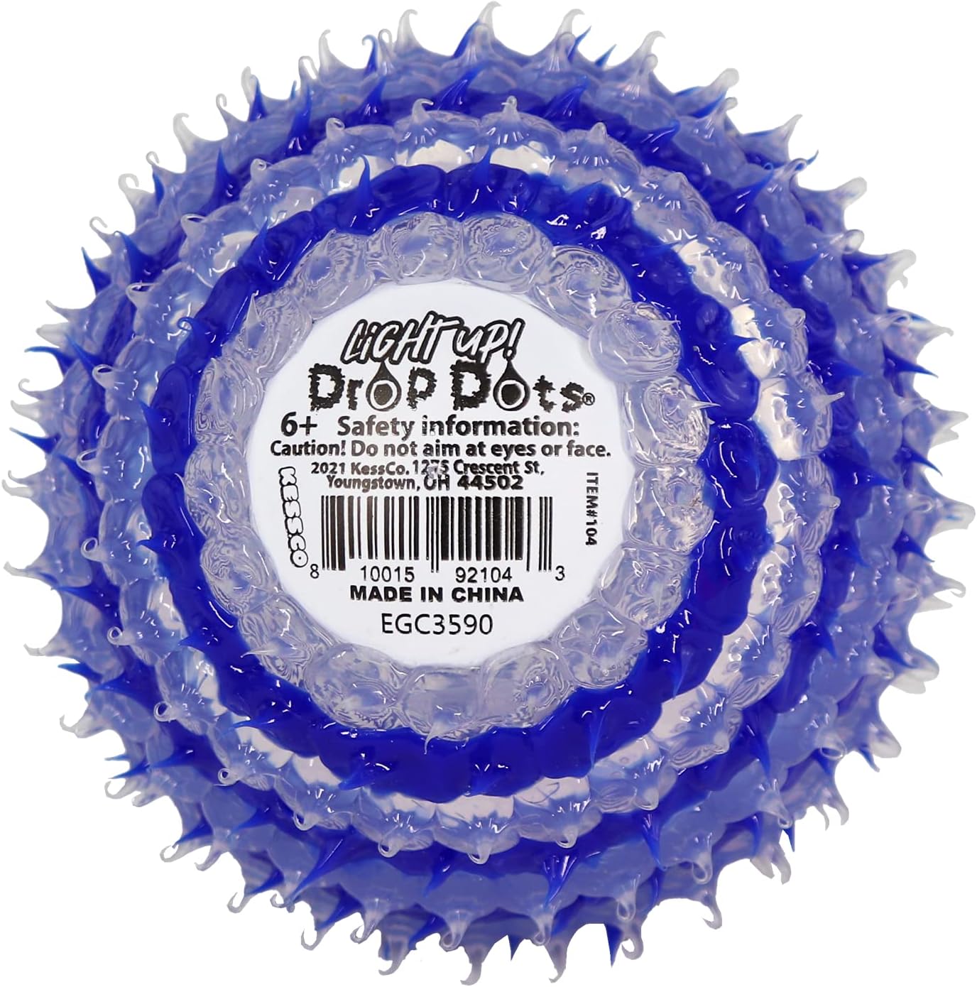 Light Up Drop Dots Ball by Kess Co | Crazy Catchable, Bouncy, Soft Spiky Fun | Assorted Vibrant Color Combos | Perfect Favors for Kids Birthdays and Themed Parties (Blue)