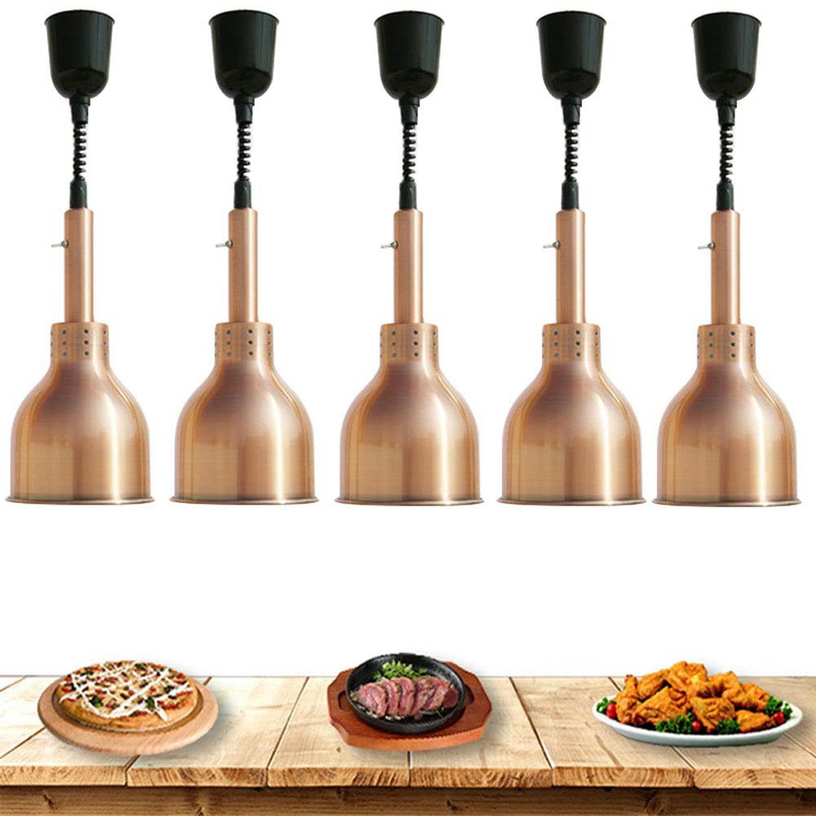 Commerciale Lampada per Scaldavivande, Lampadario per Buffet Industria Vintage Verticale Lampada Riscaldante per Alimenti con Lampadina da 250W Buffet Server, Confezione da 5！