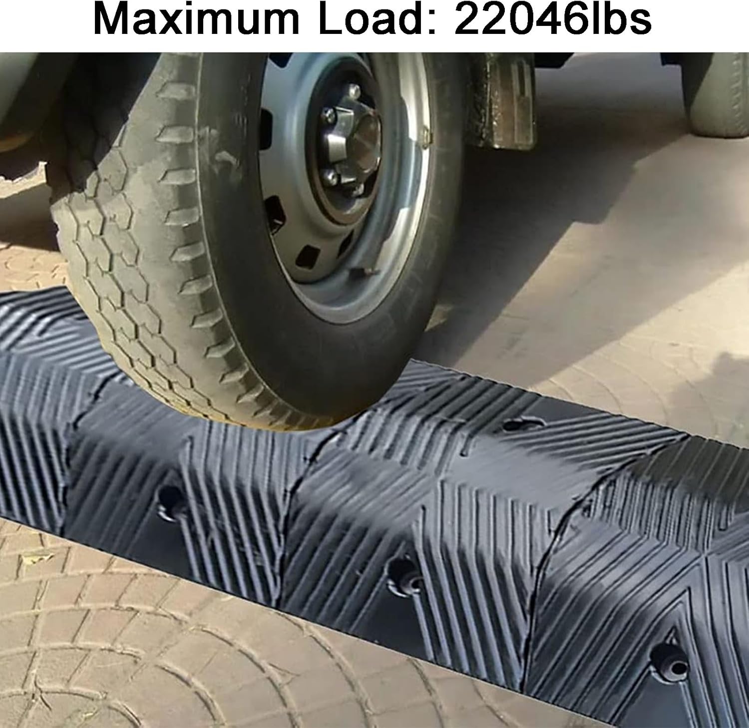 Heavy-Duty Rubber Cable Ramp Protector 10T/22,046lbs - 1-Channel for Driveways, Factories, Supermarkets & Warehouses (5x5cm/2x2in) - Durable, Slip-Resistant Design