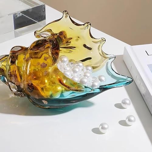 Miniatura 4 de Concha de vidrio soplado a mano, adorno grande, caracola, simulación, concha grande, sultura, decoración costera del hogar, conchas marinas, A