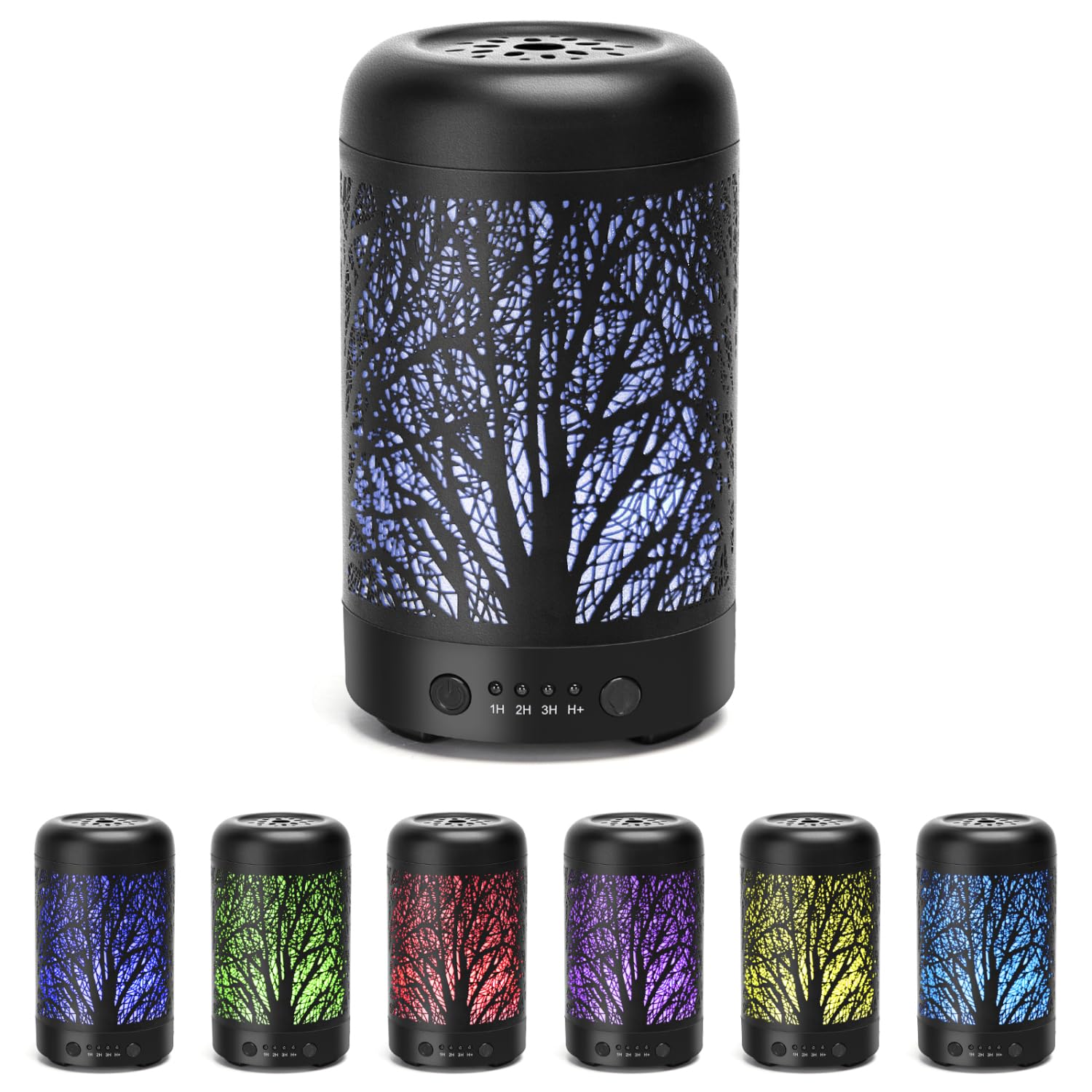 Aigostar Metal Essential Oil Diffuser, 100ml USB Ultrasonic Aromatherapy Diffuser Humidifier with Timer, 7 LED Light Colors and Auto-Off, Small Aroma Diffuser for Home, Office, BPA Free - Iris