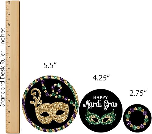 Miniatura 7 de Big Dot of Happiness Mardi Gras - Decoración de fiesta de disfraces y confeti - Excelente kit de centro de mesa - Juego de 30