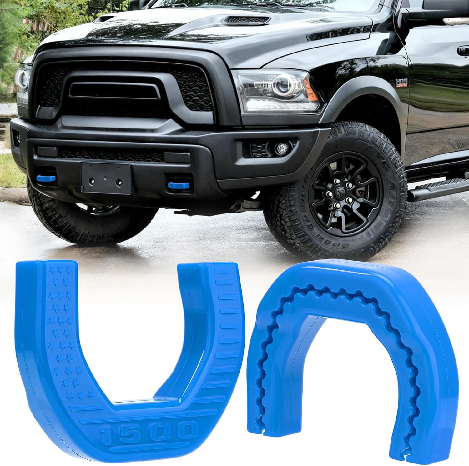 Front Tow Hook Covers for Ram 1500, Red, 2PCS | Compatible with 2019-2026 RAM 1500, Customized Pattern Silicone, Anti-Rust Exterior Decoration