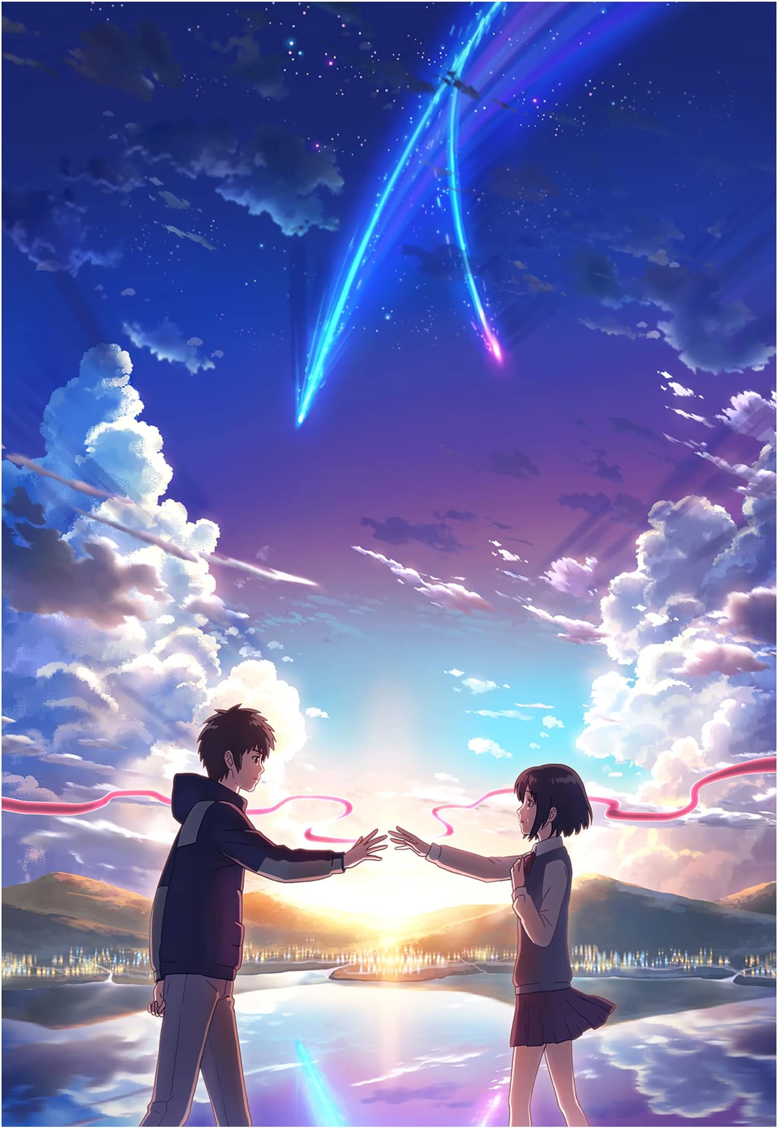 Eflormes Your Name Posters Tachibana Taki Miyamizu Mitsuha Japan Manga Personality Anime Decorative Wall Art Painting Canvas Poster Gifts 12x18 inch No Frame
