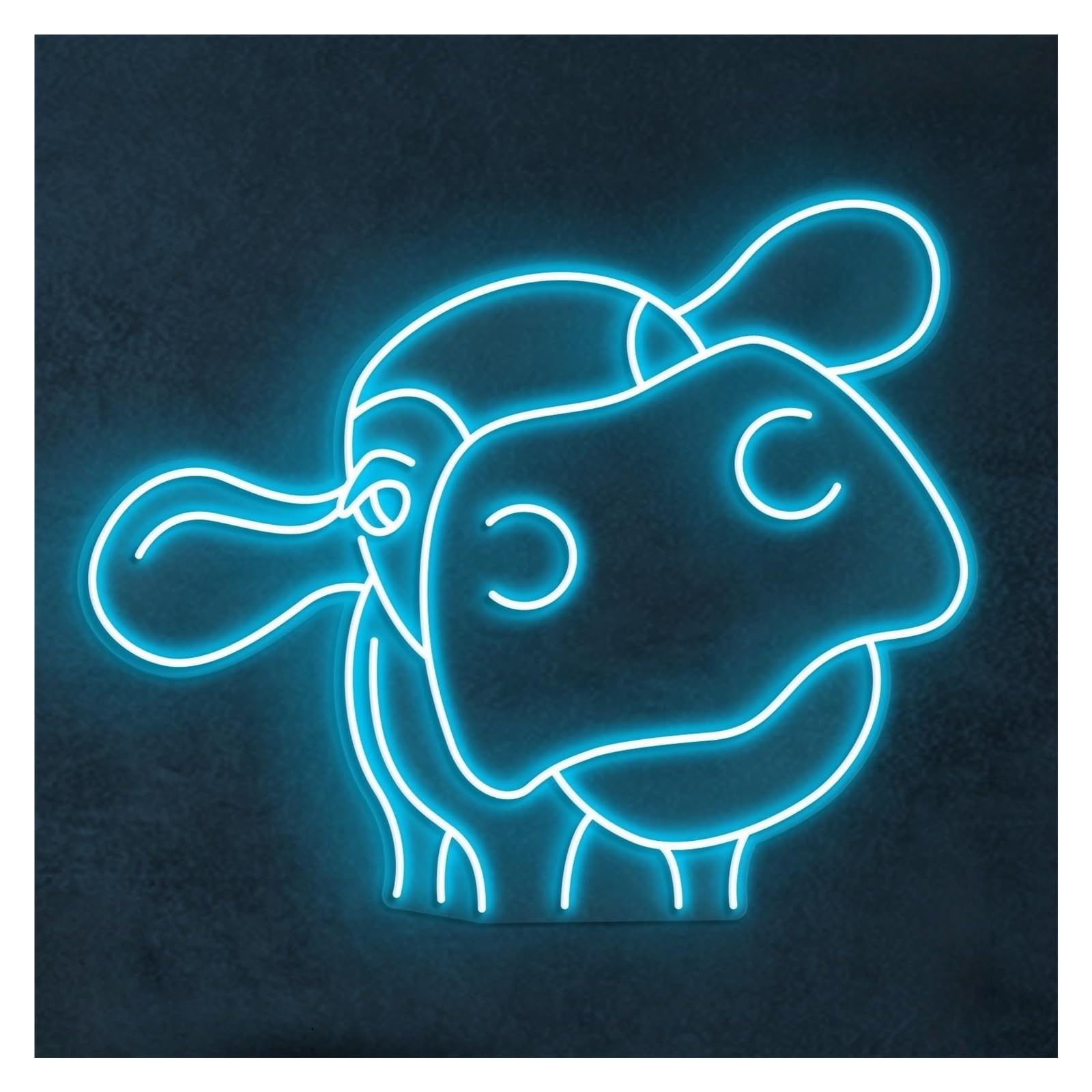 RONGCH Hanging Art Neon Signs Cow Head Neon Sign, Suitable for Farmhouse Home Decor with Brightness Adjustable 43cm(D)