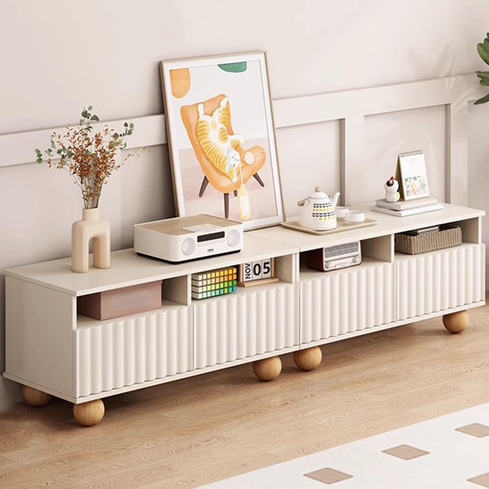 DFGHNBVC Tv Stand, Modern Tv Stand, Tv Entertainment Center, Living Room Tv Stand, Wood Tv Stand, Media Center, Television Stand With Cabinets, For Living Room, Bedroom,White-160Cm/63In