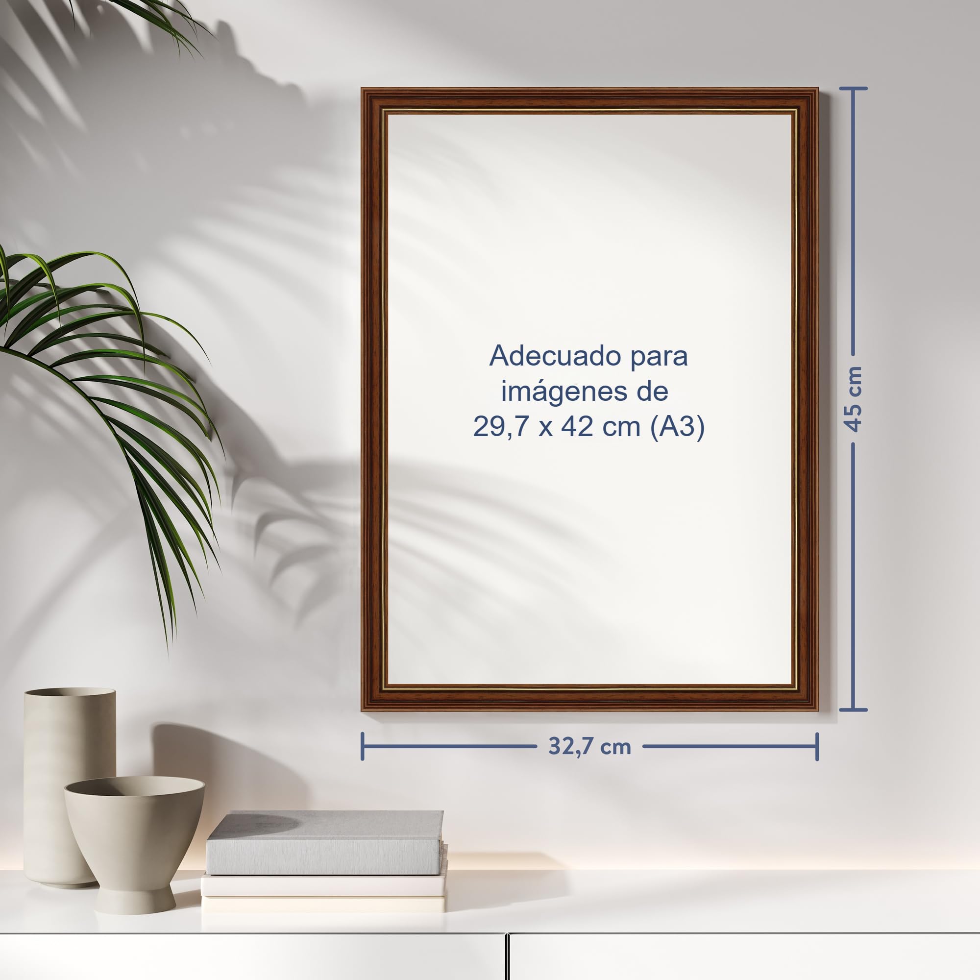 WANDStyle Marcos de fotos A3 vintage, Marco marrón para cuadro y poster, Marcos para cuadros 30x42 cm, Marco fotos A3 madera, Portaretratos de pared, Picture Frame H182 - Made in Germany